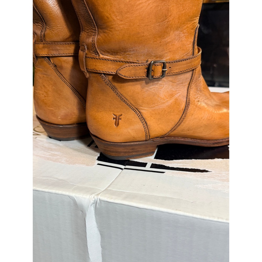 Frye Rider Logo Boots Women Tan Leather Tall Riding EquestrianSize 9M - Picture 4 of 16